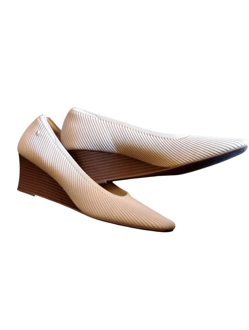 VIVAIA Women's Beige Knit Square-Toe Ballet Wedge Heel New Orig 159.00 Siz 10.5